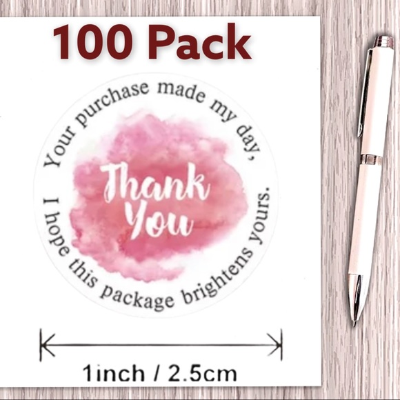 CLEARANCE 100 Thank You Pink Cloud Stickers Pack - Picture 2 of 3